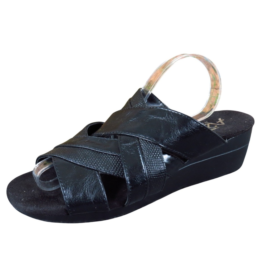 A2 Aerosoles Flower Power Women Sandal Size 6.5 Comfort Casual Black Synthetic